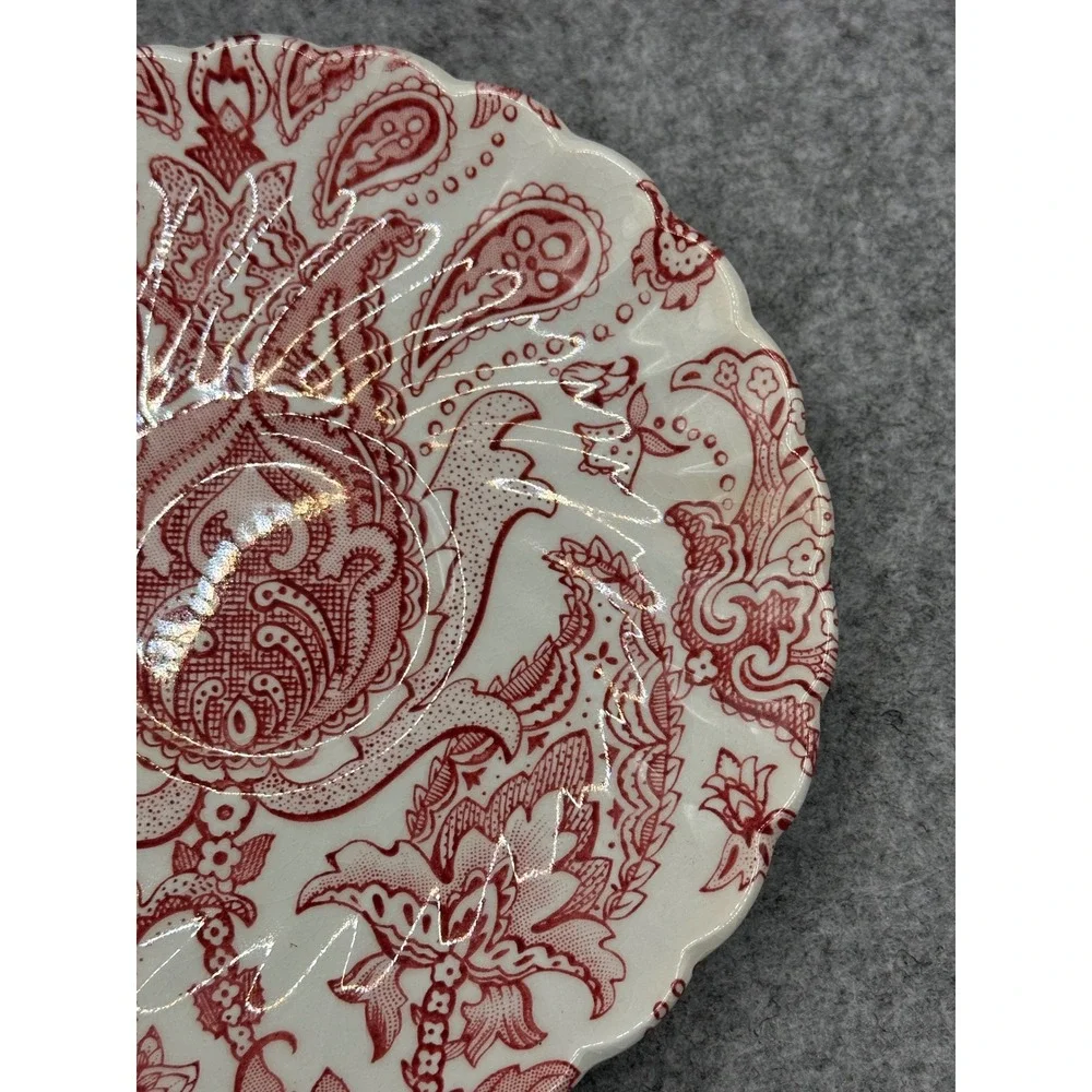 Johnson Bros Paisley Red Transferware Ironstone Tea Cups and Saucers Set of 5